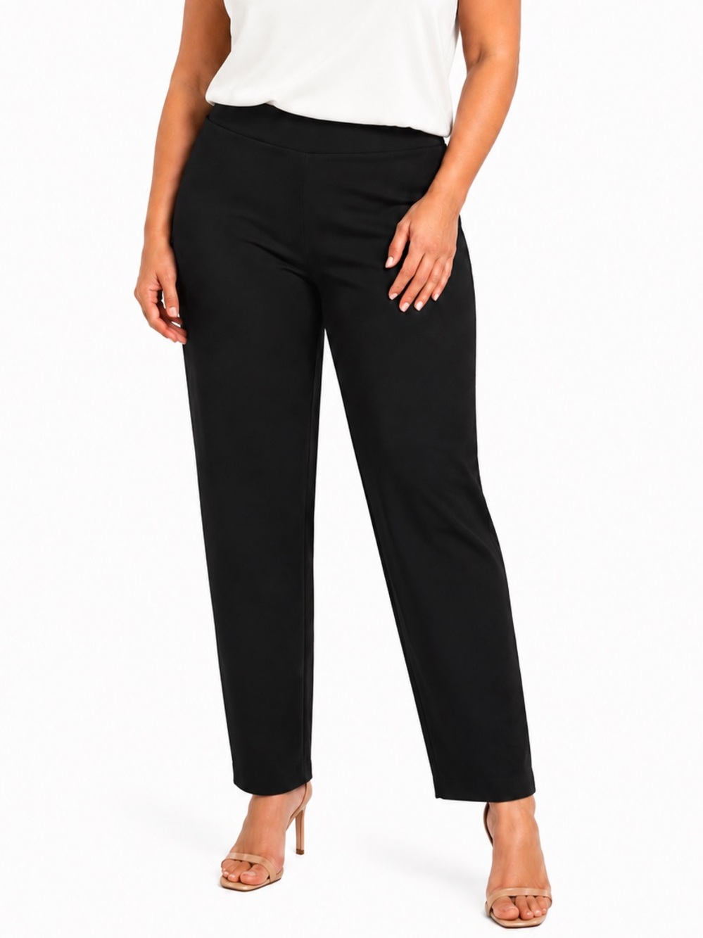 Eileen Fisher Washable Stretch Black Ankle Pant Size XL Elastic Waist